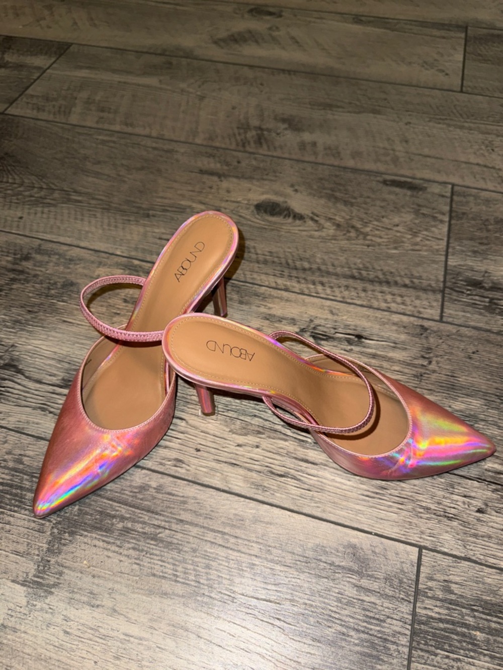Abound Iridescent Pink Pointed Toe Slingback Heels